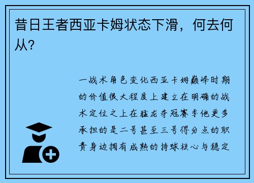 昔日王者西亚卡姆状态下滑，何去何从？